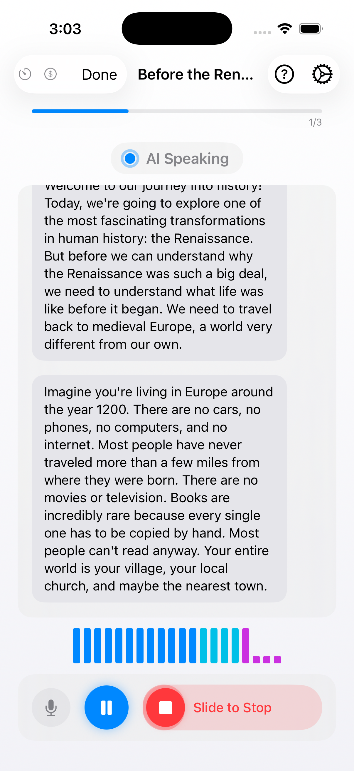 UnaMentis iOS app voice tutoring session